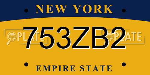 753ZB2 New York License Plate