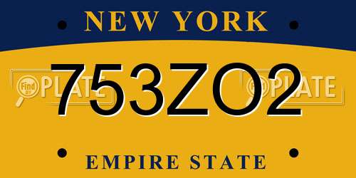 753ZO2 New York License Plate