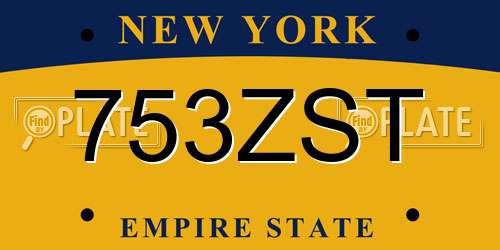 753ZST New York License Plate