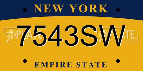 7543SW New York License Plate