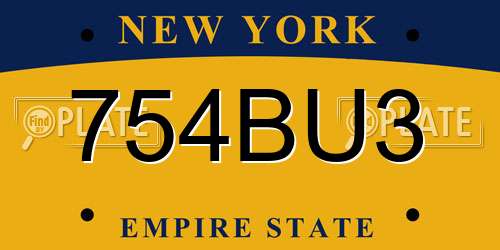 754BU3 New York License Plate
