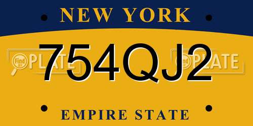 754QJ2 New York License Plate