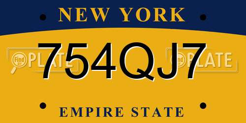 754QJ7 New York License Plate