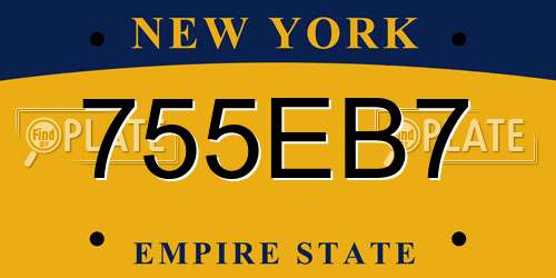 755EB7 New York License Plate