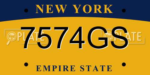 7574GS New York License Plate