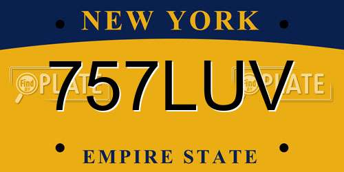 757LUV New York License Plate