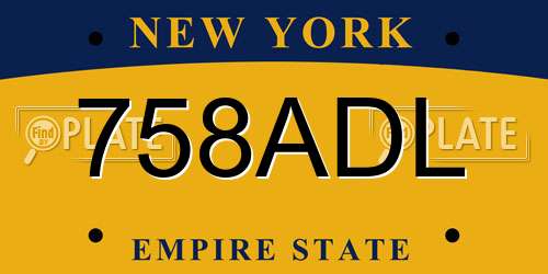 758ADL New York License Plate