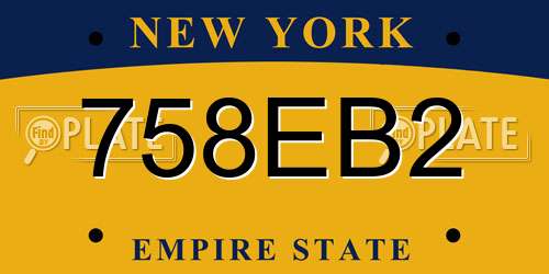 758EB2 New York License Plate