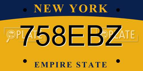 758EBZ New York License Plate