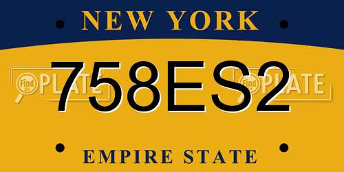 758ES2 New York License Plate