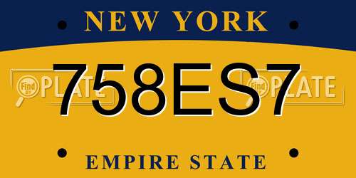 758ES7 New York License Plate