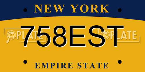 758EST New York License Plate