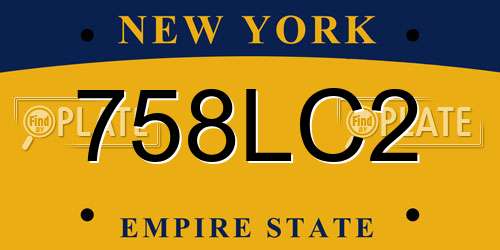 758LC2 New York License Plate