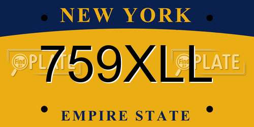 759XLL New York License Plate