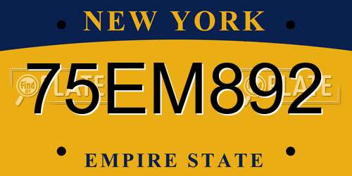 75EM892 New York License Plate