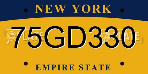 75GD330 New York License Plate