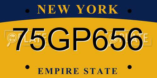 75GP656 New York License Plate