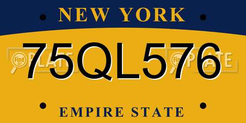 75QL576 New York License Plate