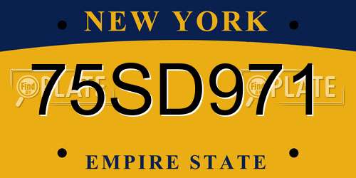 75SD971 New York License Plate
