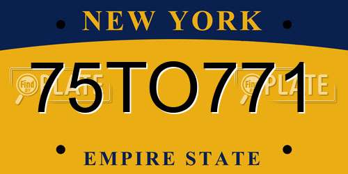 75TO771 New York License Plate
