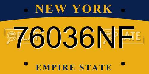 76036NF New York License Plate