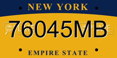 76045MB New York License Plate