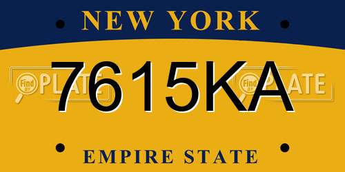 7615KA New York License Plate