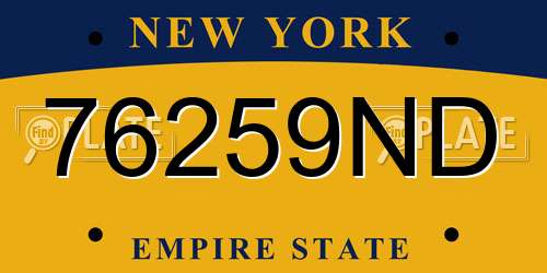 76259ND New York License Plate