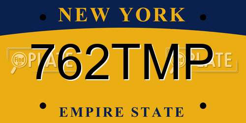 762TMP New York License Plate