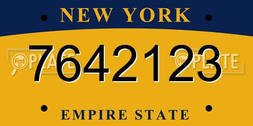 7642123 New York License Plate