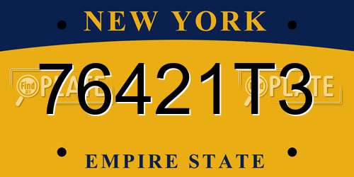 76421T3 New York License Plate