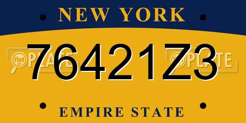 76421Z3 New York License Plate
