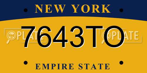 7643TO New York License Plate