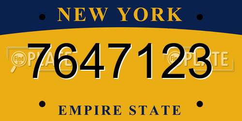 7647123 New York License Plate
