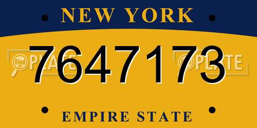 7647173 New York License Plate