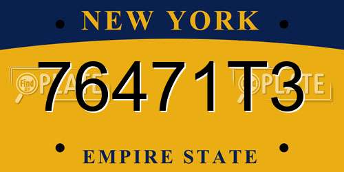 76471T3 New York License Plate