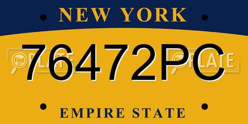 76472PC New York License Plate