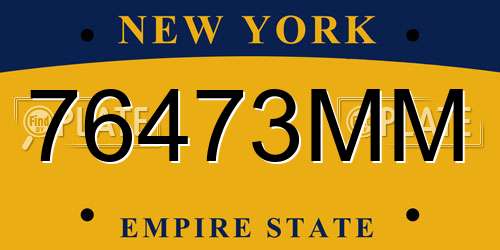 76473MM New York License Plate