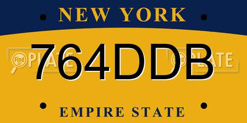 764DDB New York License Plate