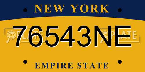 76543NE New York License Plate