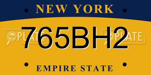 765BH2 New York License Plate