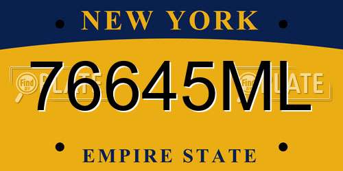 76645ML New York License Plate