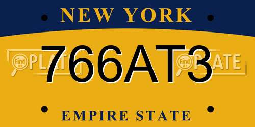 766AT3 New York License Plate