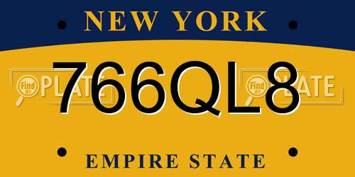 766QL8 New York License Plate