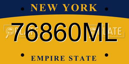 76860ML New York License Plate