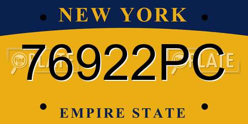 76922PC New York License Plate