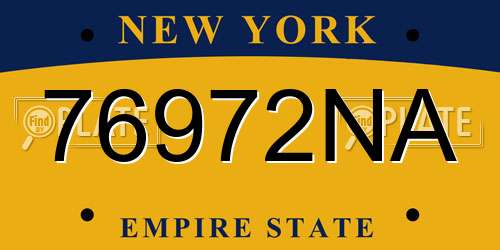 76972NA New York License Plate