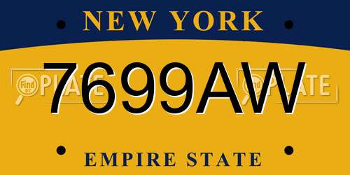7699AW New York License Plate