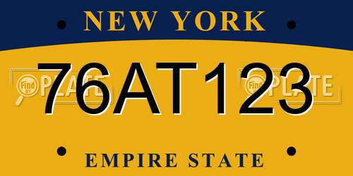 76AT123 New York License Plate