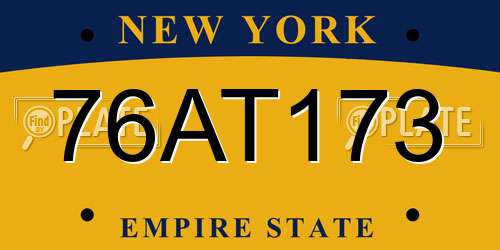76AT173 New York License Plate
